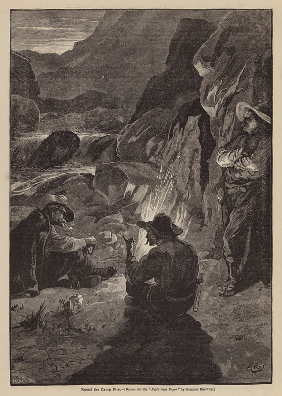 A tábortűz körül (litográfia) alkotó: Gordon Frederick (after) Browne
