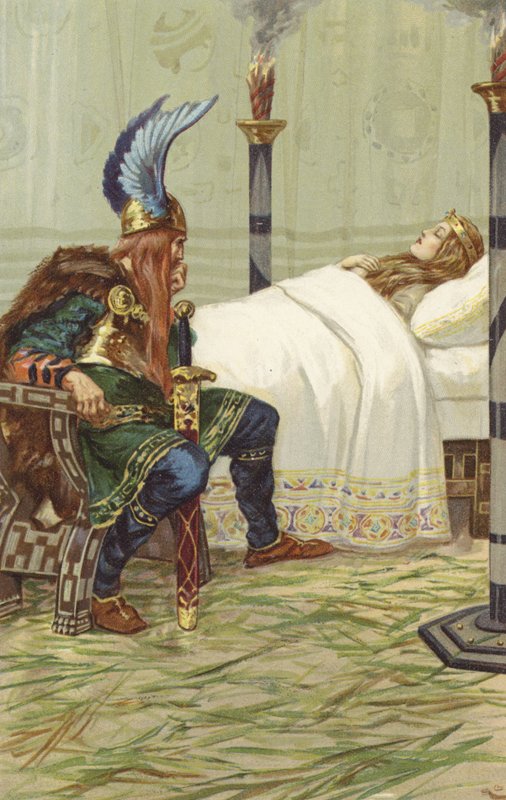 Harald mellette ült és nézte (chromolitho) alkotó: Gordon Frederick Browne