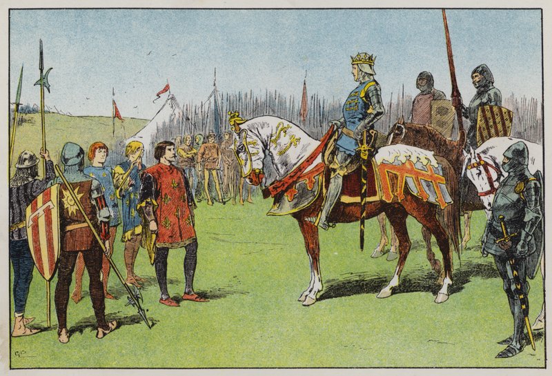 V. Henrik az agincourti csata előtt (színes litó) alkotó: Gordon Frederick Browne