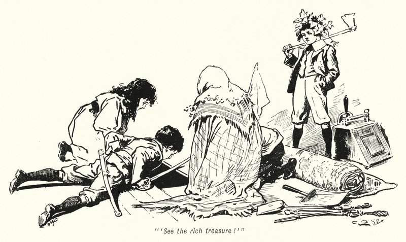Illusztráció: A kincskeresők története, E Nesbit (litho) alkotó: Gordon Frederick Browne