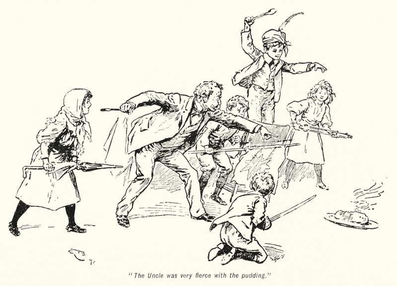 Illusztráció: A kincskeresők története, E Nesbit (litho) alkotó: Gordon Frederick Browne