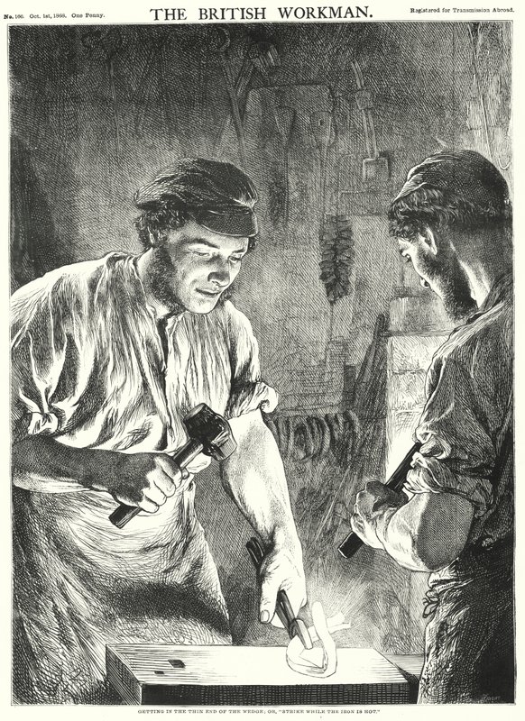 Bejutni az ék vékony végébe, vagy "ütni, amíg a vas forró" (metszet) alkotó: Gourlay Steel