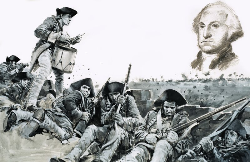 Egy dobos a yorktowni csatában a tárgyalásra való felkérést veri. alkotó: Graham Coton