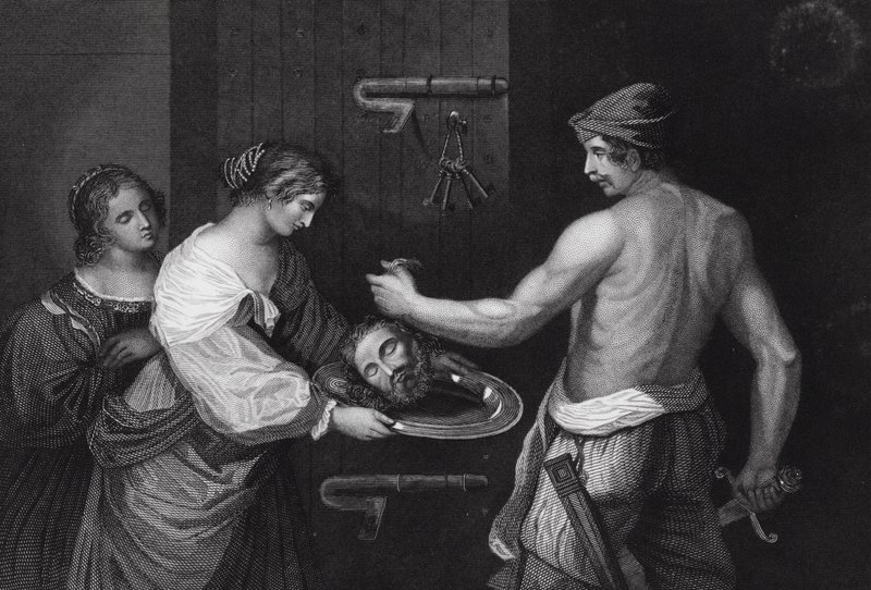 Keresztelő János fejét egy teherhordóban hozták, Máté, XIV. fejezet, 6. vers 6. rész alkotó: Guercino (1591 1666) (after)