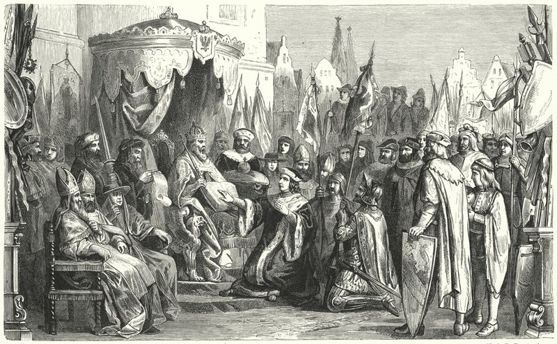 Frigyes beiktatása Brandenburg őrgrófjaként alkotó: Gustav Bartsch