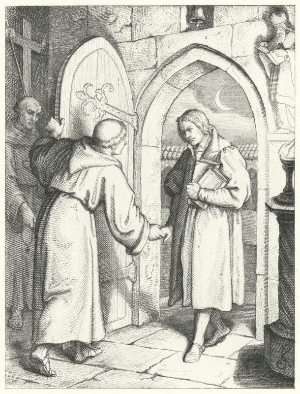 Luther Márton belépett az erfurti Szent Ágoston-kolostorba 1505. július 17-én alkotó: Gustav Ferdinand Leopold Konig