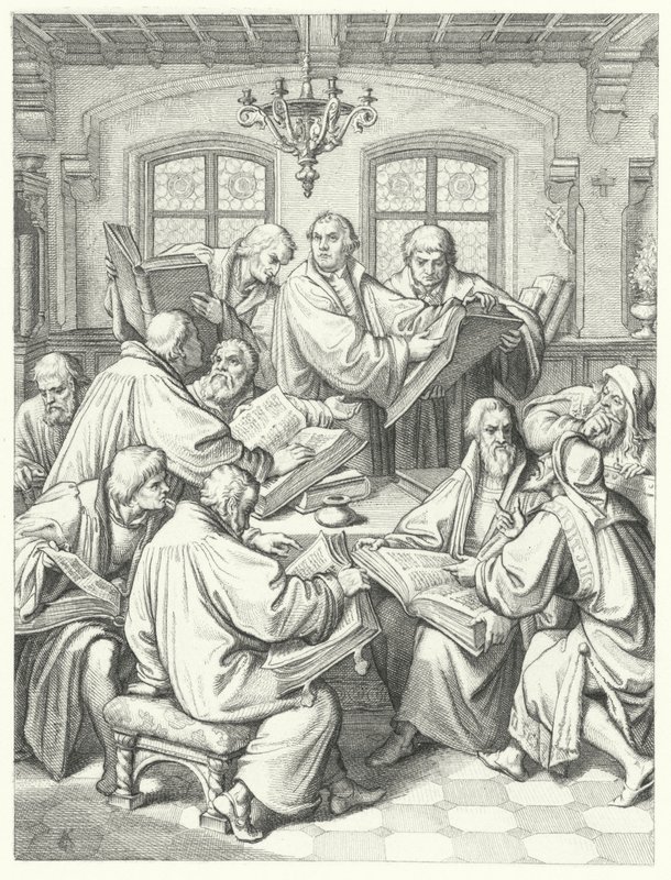 Luther Márton a Bibliát németre fordítja (metszet) alkotó: Gustav Ferdinand Leopold Konig