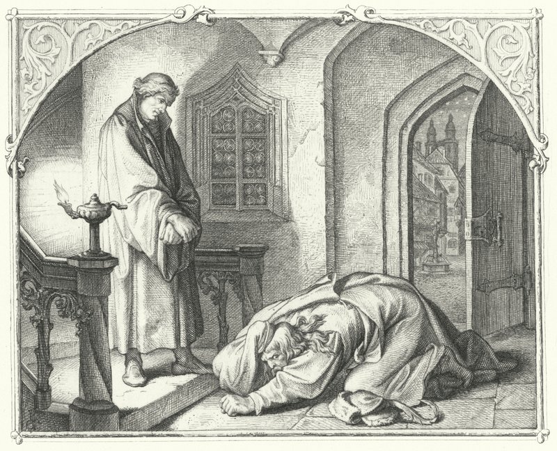 Luther Márton Hans Kohlhase kereskedővel (metszet) alkotó: Gustav Ferdinand Leopold Konig