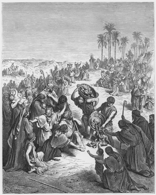 Gustave Dore Biblia: Krisztus táplálja a sokaságot alkotó: Gustave Dore