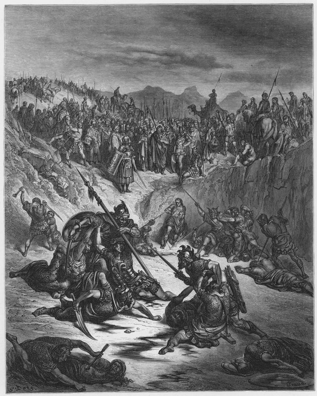 Gustave Dore Biblia: Harc Ish-Bosheth bajnokai és David között alkotó: Gustave Dore