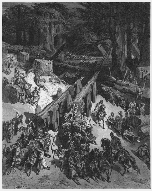 Gustave Dore Biblia: Cédrusok kivágása a templom építéséhez alkotó: Gustave Dore