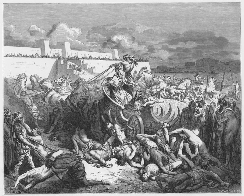 Gustave Dore Biblia: Dávid megbünteti az ammonitákat alkotó: Gustave Dore