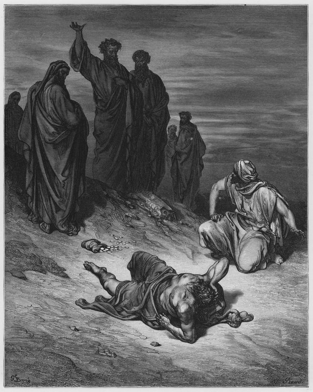 Gustave Dore Biblia: Ananiás halála alkotó: Gustave Dore