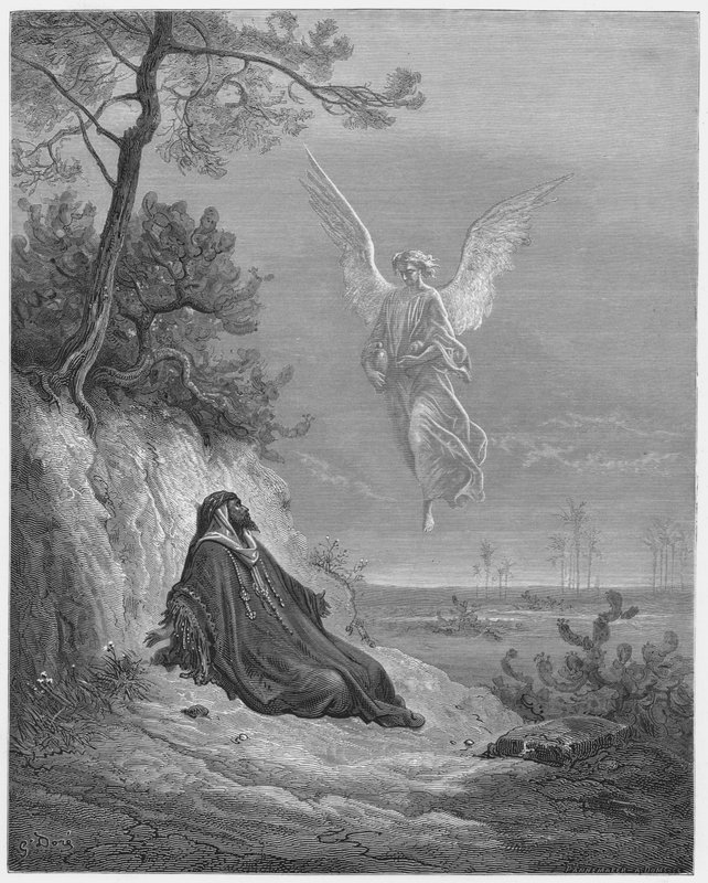 Gustave Dore Biblia: Illést egy angyal táplálta alkotó: Gustave Dore
