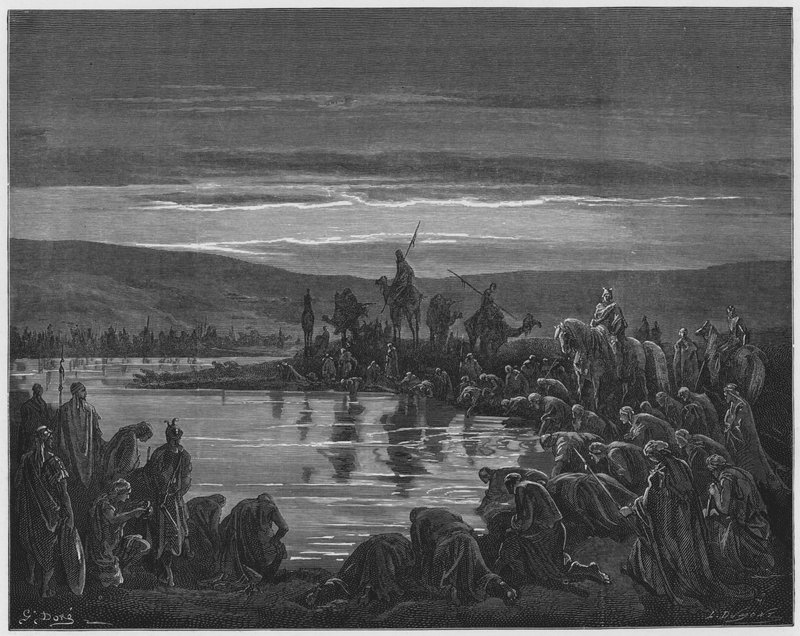 Gustave Dore Biblia: Gideon kiválasztja a katonáit alkotó: Gustave Dore