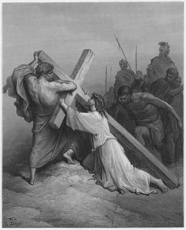Gustave Dore Biblia: Jézus elesik a kereszt alatt alkotó: Gustave Dore