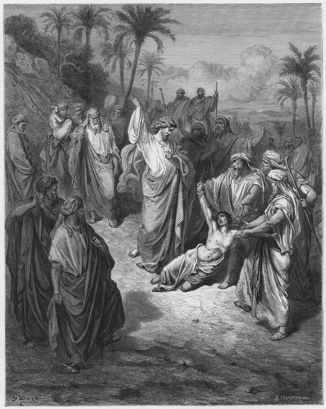 Gustave Dore Biblia: Jézus meggyógyítja az őrültet alkotó: Gustave Dore