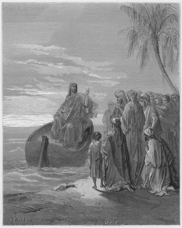 Gustave Dore Biblia: Jézus prédikál a Galileai-tengernél alkotó: Gustave Dore