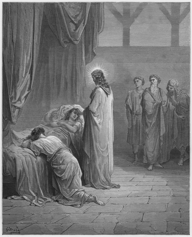 Gustave Dore Biblia: Jézus feltámasztja Jairus lányát alkotó: Gustave Dore