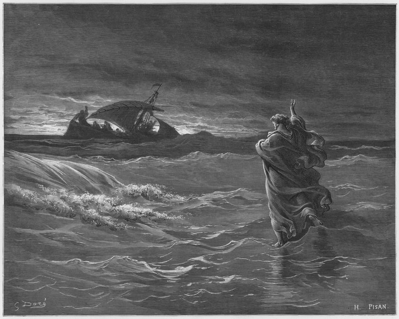 Gustave Dore Biblia: Jézus a tengeren jár alkotó: Gustave Dore