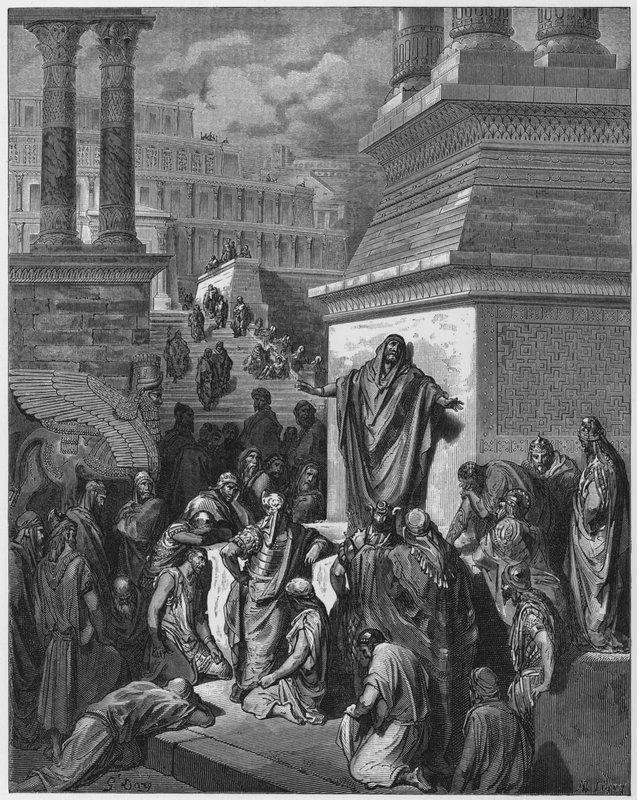 Gustave Dore Biblia: Jónás prédikál a niniveieknek alkotó: Gustave Dore
