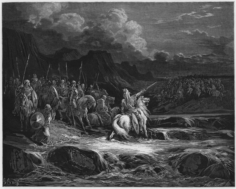 Gustave Dore Biblia: Júdás Makkabeus üldözi Timotheuszt alkotó: Gustave Dore