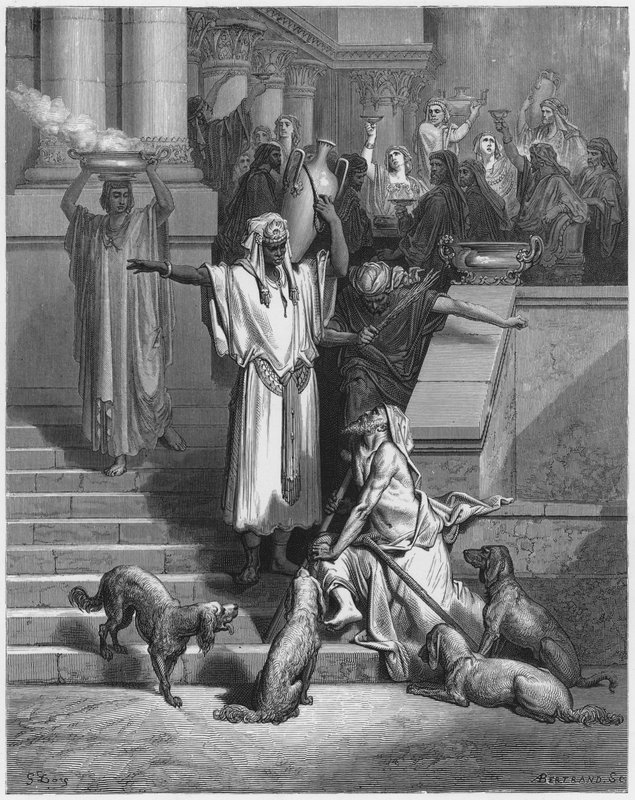 Gustave Dore Biblia: Lázár a gazdagok ajtajában alkotó: Gustave Dore