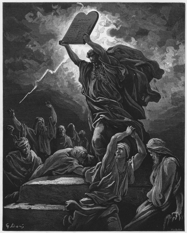 Gustave Dore Biblia: Mózes megszegi a törvénytáblákat alkotó: Gustave Dore