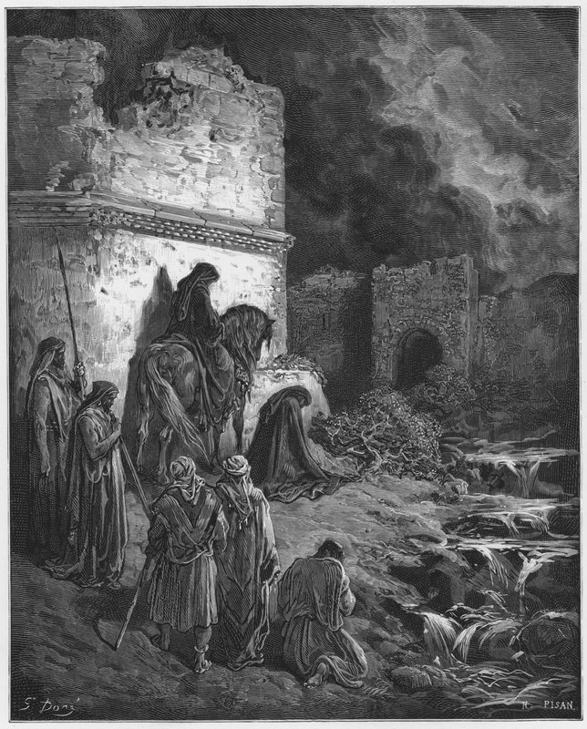 Gustave Dore Biblia: Nehémiás, aki titokban nézi Jeruzsálem falainak romjait alkotó: Gustave Dore