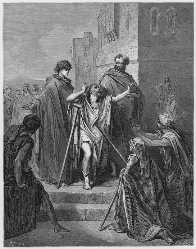Gustave Dore Biblia: S Péter és S. János a gyönyörű kapuban alkotó: Gustave Dore