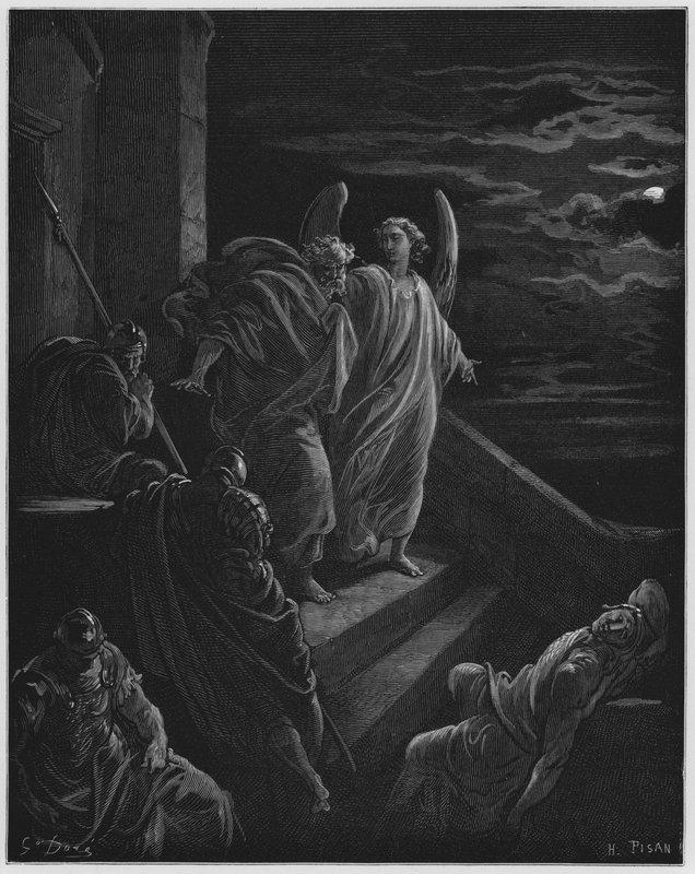 Gustave Dore Biblia: S Péter kiszabadult a börtönből alkotó: Gustave Dore