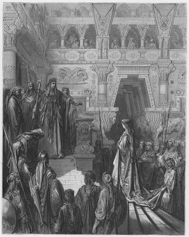 Gustave Dore Biblia: Salamon Sába királynőjét fogadja alkotó: Gustave Dore