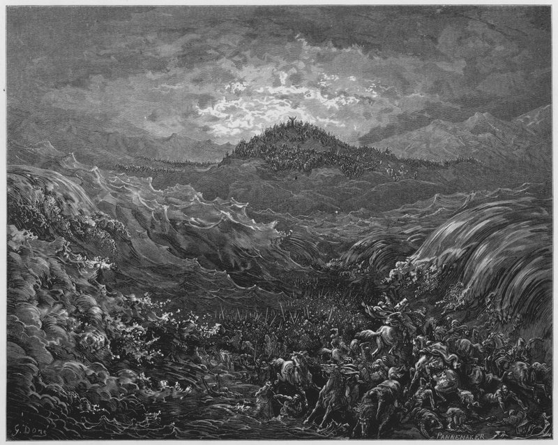 Gustave Dore Biblia: Az egyiptomiak megfulladtak a Vörös-tengerben alkotó: Gustave Dore