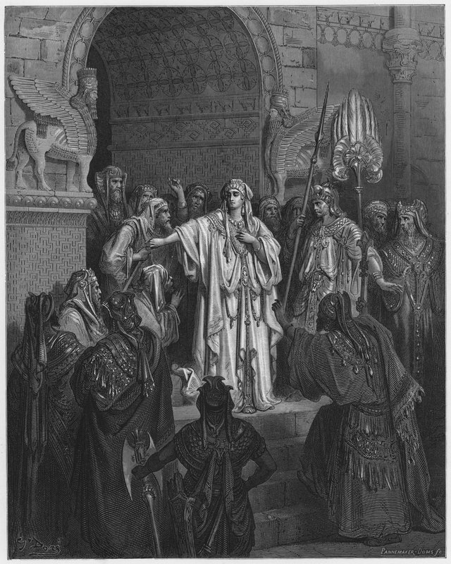 Gustave Dore Biblia: Vasti királynő nem hajlandó engedelmeskedni Ahasvérus parancsának alkotó: Gustave Dore