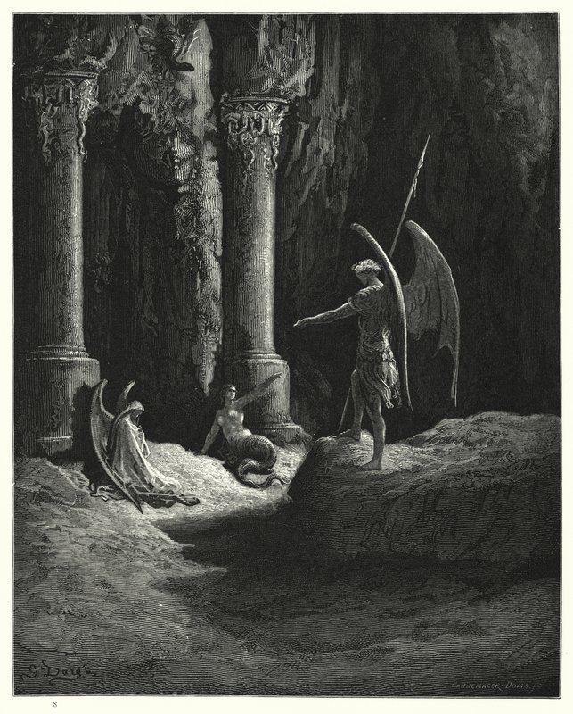 Illusztráció: Gustave Dore: Miltons Paradise Lost, II. könyv, 648., 649. sor alkotó: Gustave Dore