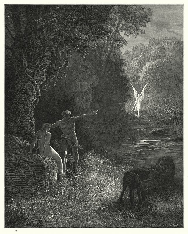 Illusztráció: Gustave Dore: Miltons Paradise Lost, V. könyv, 309., 310. sor alkotó: Gustave Dore