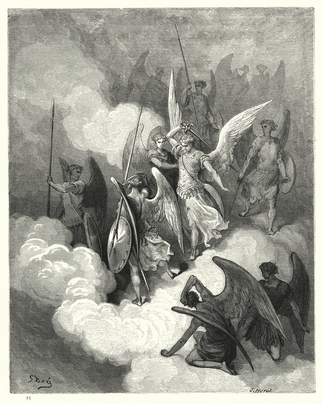 Illusztráció Gustave Dore: Miltons Paradise Lost, VI. könyv, 188. sor alkotó: Gustave Dore
