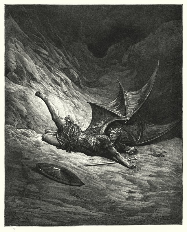 Illusztráció: Gustave Dore: Miltons Paradise Lost, VI. könyv, 327., 328. sor alkotó: Gustave Dore