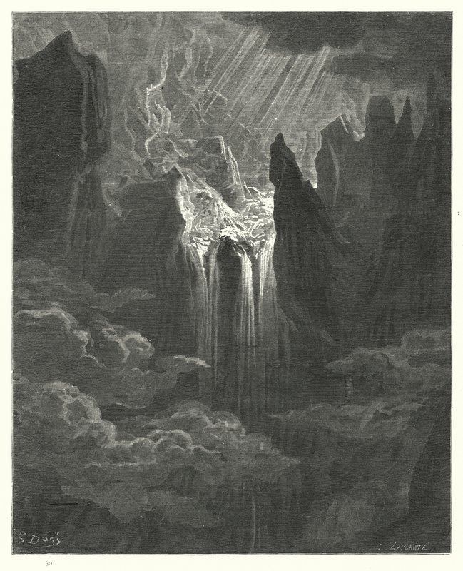 Gustave Dore illusztrációja Milton Elveszett Paradicsom című művéhez, VII. könyv, 298., 299. sor. alkotó: Gustave Dore