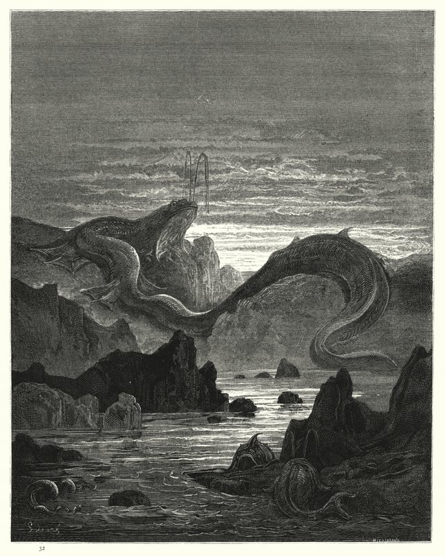 Illusztráció: Gustave Dore: Miltons Paradise Lost, VII. könyv, 415., 416. sor alkotó: Gustave Dore