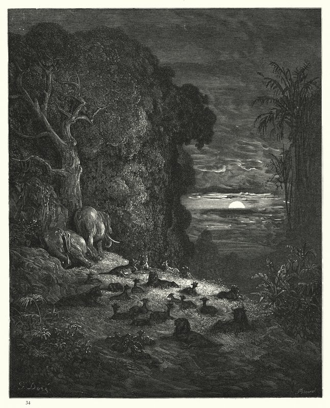 Illusztráció: Gustave Dore: Miltons Paradise Lost, VII. könyv, 581., 582. sor alkotó: Gustave Dore