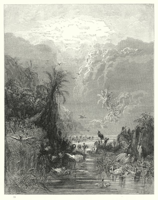 Illusztráció: Gustave Dore: Miltons Paradise Lost, VII. könyv, 417., 418. sor alkotó: Gustave Dore