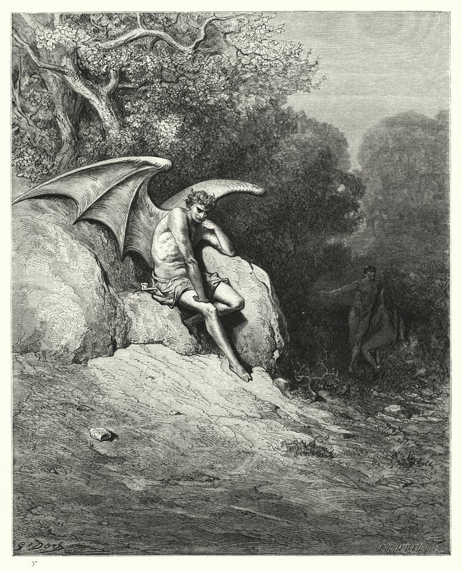 Illusztráció: Gustave Dore: Miltons Paradise Lost, IX. könyv, 99. sor, 100. alkotó: Gustave Dore