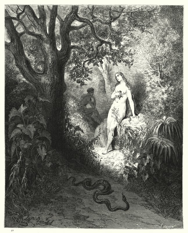 Illusztráció: Gustave Dore: Miltons Paradise Lost, IX. könyv, 784., 785. sor alkotó: Gustave Dore
