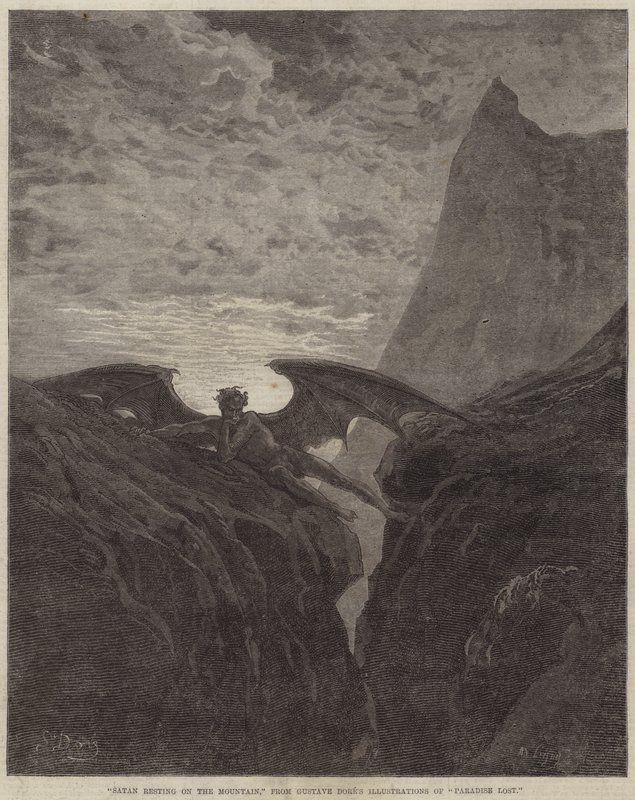 Sátán pihen a hegyen alkotó: Gustave Dore