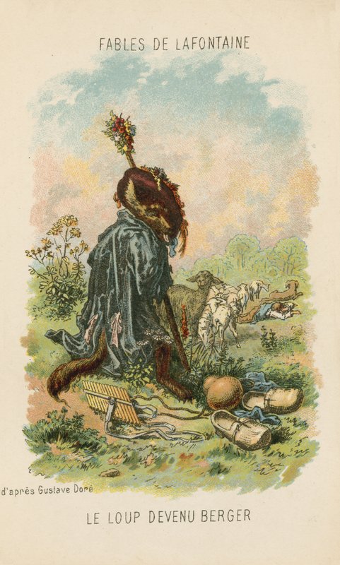 A farkas, aki pásztort játszott (chromolitho) alkotó: Gustave Dore