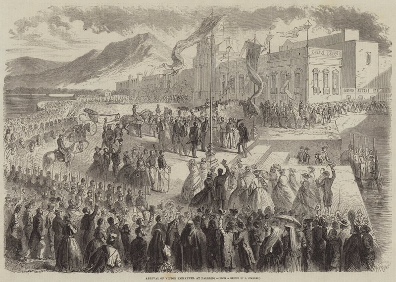 Victor Emmanuel megérkezése Palermóba alkotó: Gustave Janet