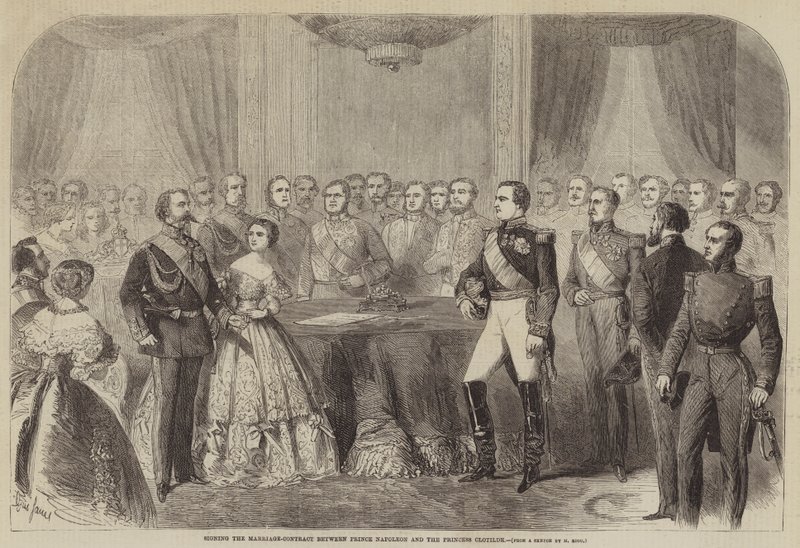Napóleon herceg és Clotilde hercegnő közötti házassági szerződés aláírása alkotó: Gustave Janet