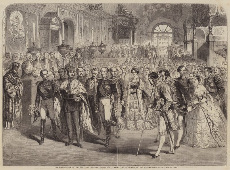 A cárkoronázás, a Nagyboldogasszony székesegyházból induló császári körmenet alkotó: Gustave Janet