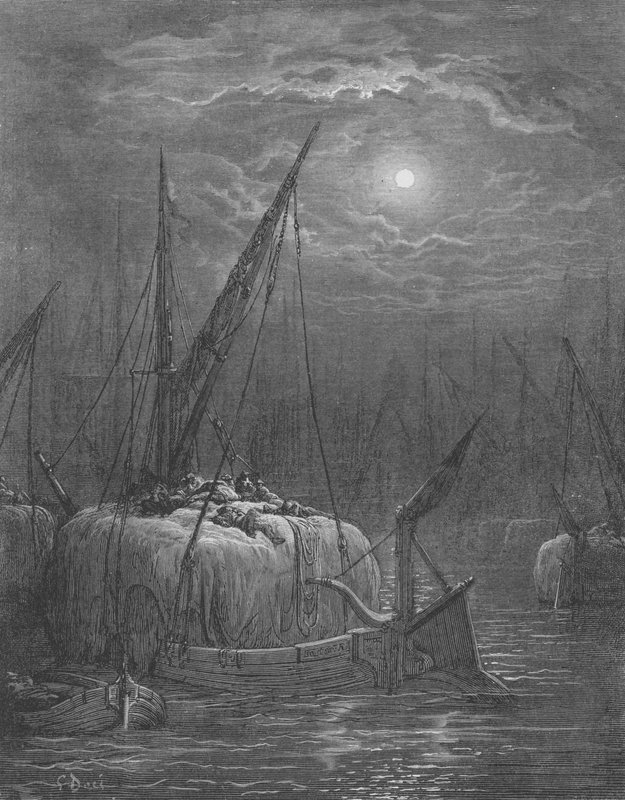 Szénahajók A Temzén alkotó: Gustave after Dore
